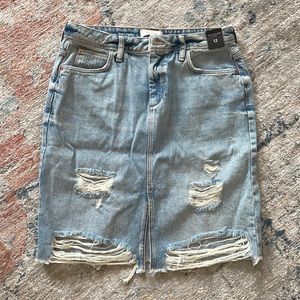 River Island Destroyed Denim Skirt